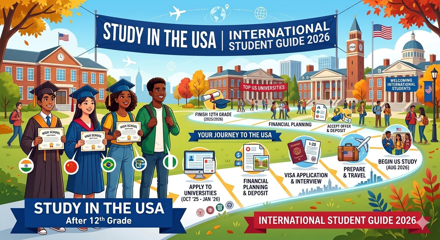 Study in the USA After 12th Grade: International Student Guide 2026